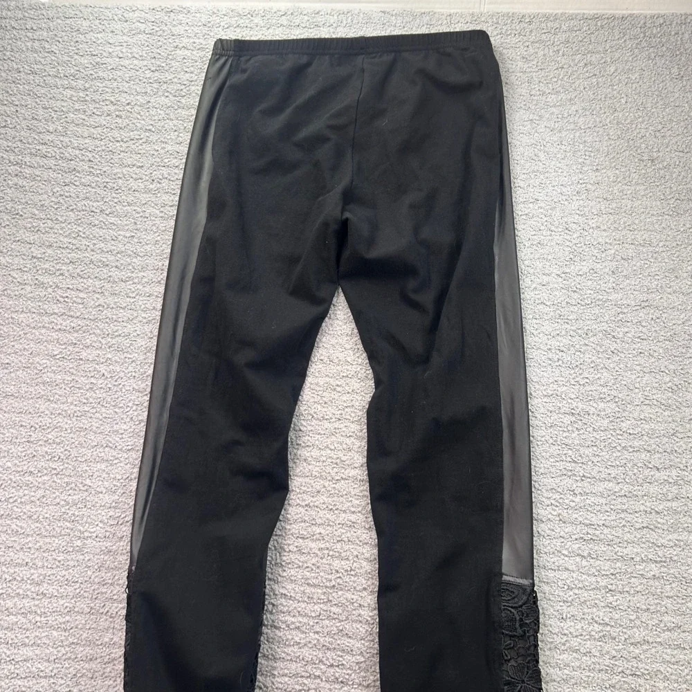 Intimissimi Leggings Faux Leather Lace Black L Gothic Edgy Grunge Glam Biker